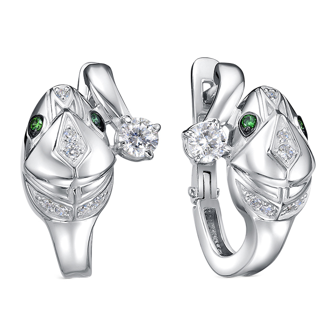 Серьги, серебро, фианит, с1207615